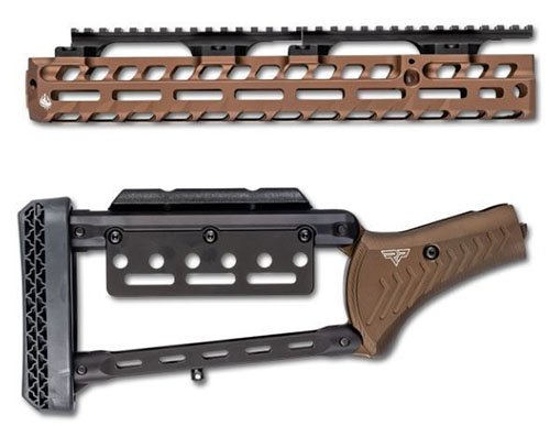 Costa Rossi 95 Pistol Grip Lever Stock Set tarjoaa kevyen 6061-T6 alumiinirakenteen, säädettävän pituuden ja M-LOK-ominaisuudet, jotka parantavat tarkkuutta.